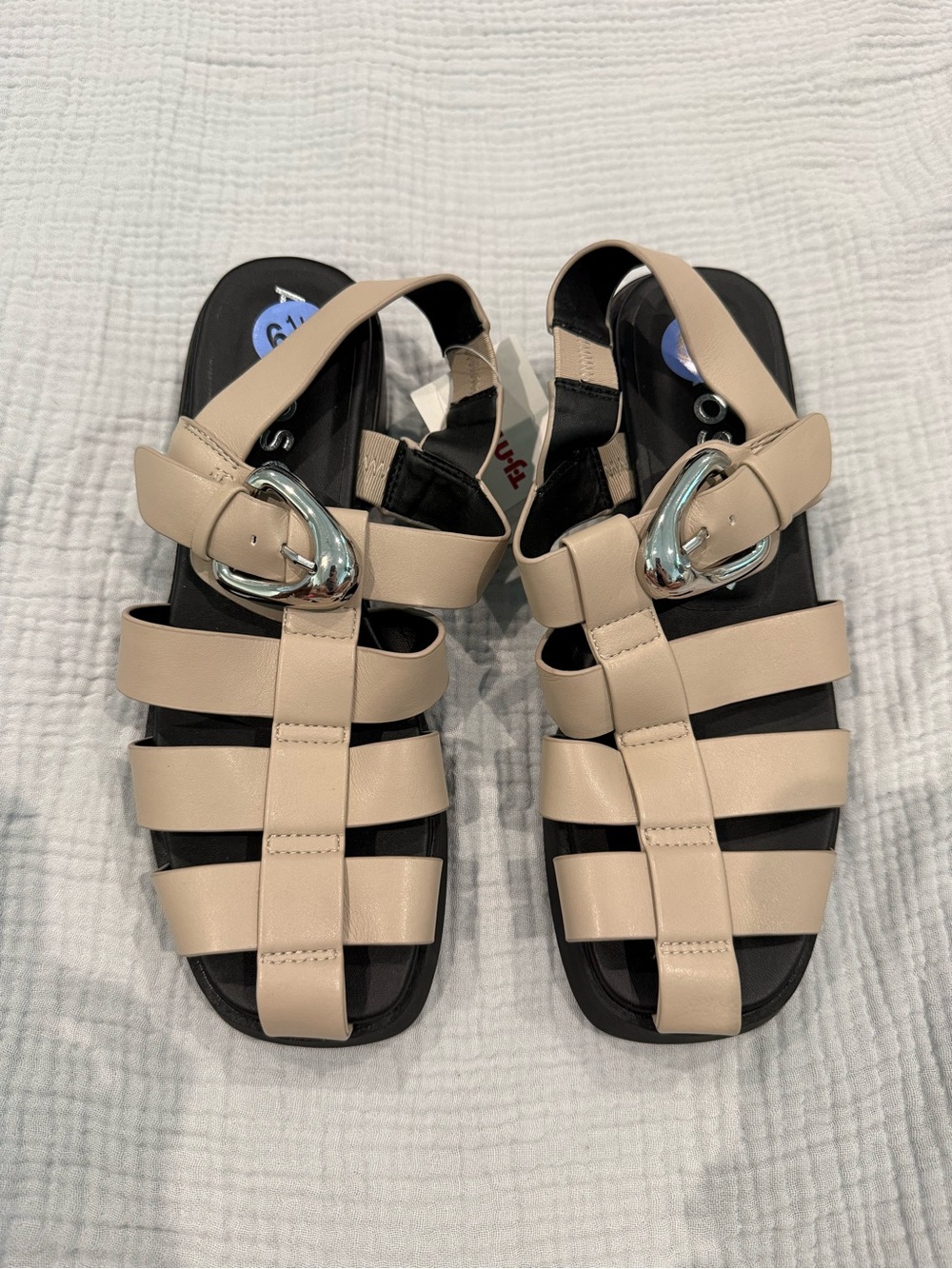 Aerosoles Beige Strappy Women's Sandals with Silver Buckle